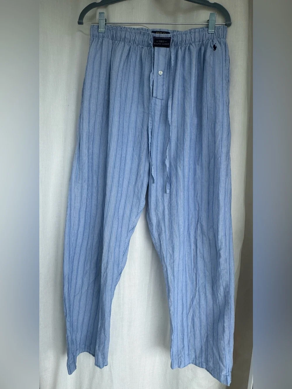 Ralph Lauren Blue Striped Cotton Lounge Pants Size L